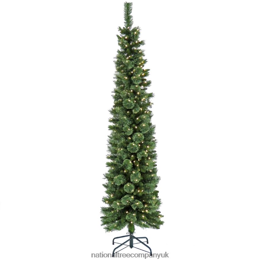 Trees | National Tree Company 7 ft Pre-Lit Curtis Pine Pencil Slim Tree with LED Lights F2L4F59